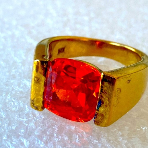 Sterling silver orange gold plated ring - Picture 2 of 6